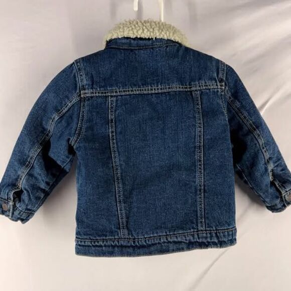 Primark Sherpa Lined Toddler Denim Jacket 18-24M Blue Jean Coat - Picture 2 of 3